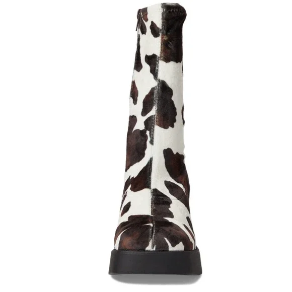 Steve Madden Klayton Platform Boot Women Size 9.5 Cow Print Chunky Heel - Picture 3 of 5